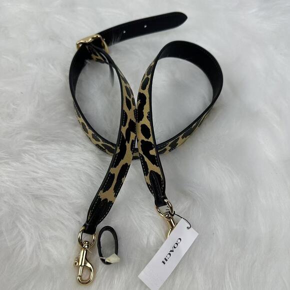 Coach Leather Strap With Leopard Print In Gold/Leopard Multi CBQ18 NWT - Picture 3 of 5